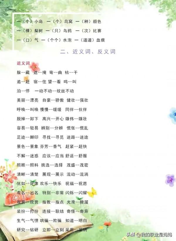 小學二年級：數學公式大全、語文重要知識總結！家長收藏 很實用