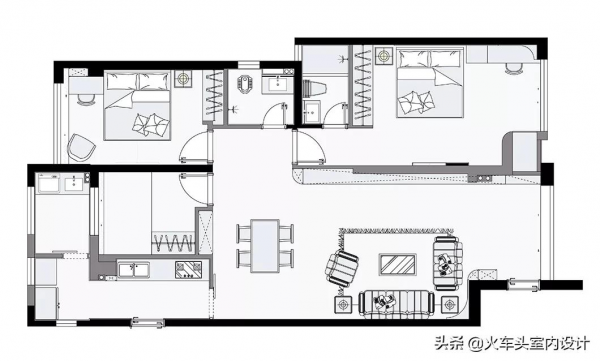 130㎡極簡自然風,方圓交錯,木白有序 130㎡極簡自然風,方圓交錯,木白有序