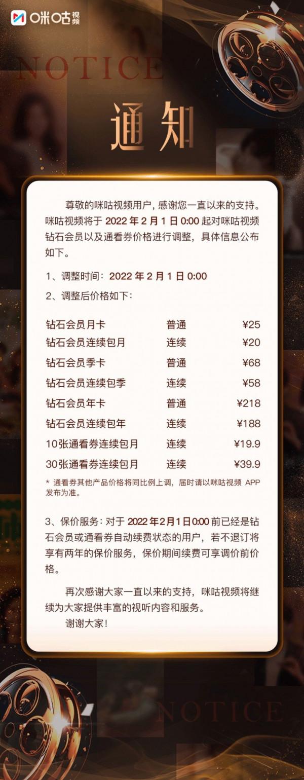 愛奇藝、芒果TV之後，咪咕影片也漲價了，追劇黨的錢包又難保了