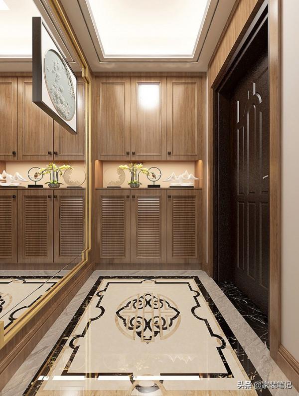 她家的中式風裝修，在小區裡面堪稱經典，色彩、硬裝搭配很有品味