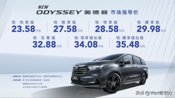 新奧德賽價格公佈：23.58-32.88萬，小漲幾千，你覺得值嗎？