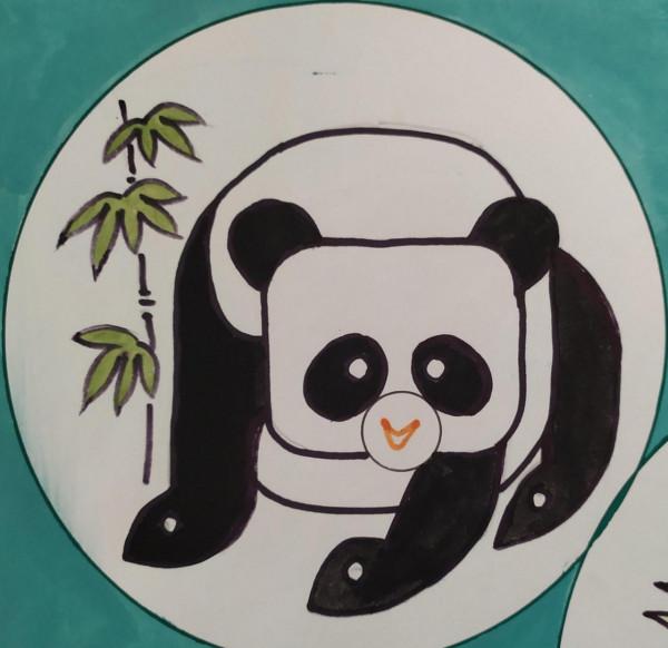 畫熊貓由圓變方趣味盎然