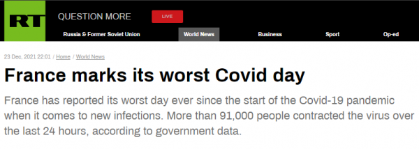 “疫情暴發以來最糟糕一天”!俄媒:法國23日新增確診超9萬例 “疫情暴發以來最糟糕一天”!俄媒:法國23日新增確診超9萬例