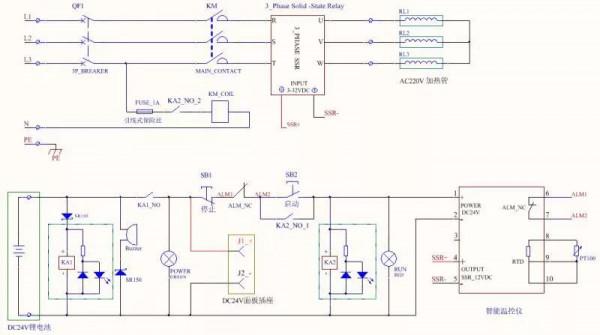 三相固態繼電器控制加熱管例項