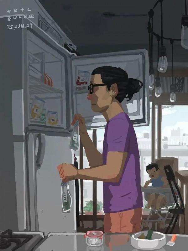 會畫畫的爸爸,太暖了 會畫畫的爸爸,太暖了