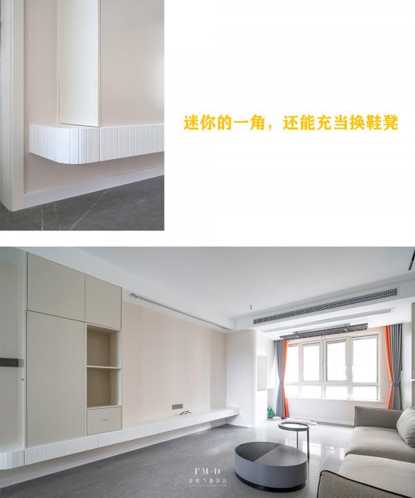 奉勸買了無玄關戶型的業主，入戶門邊做90°轉角櫃，滿足一家收納