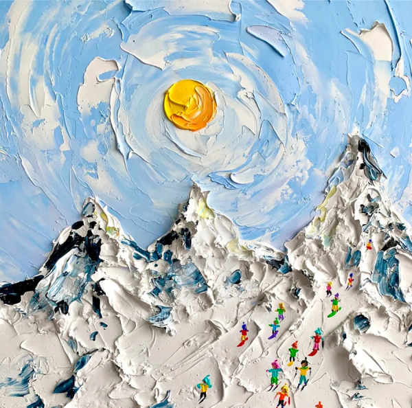 藝術｜用調色刀作畫，畫裡有你愛的皚皚白雪與朵朵浪花