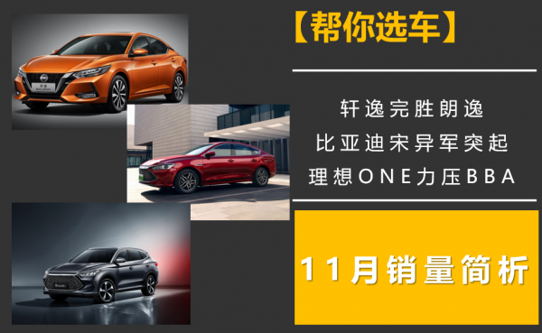 軒逸完勝朗逸，比亞迪宋異軍突起，理想ONE力壓BBA，11月銷量簡析