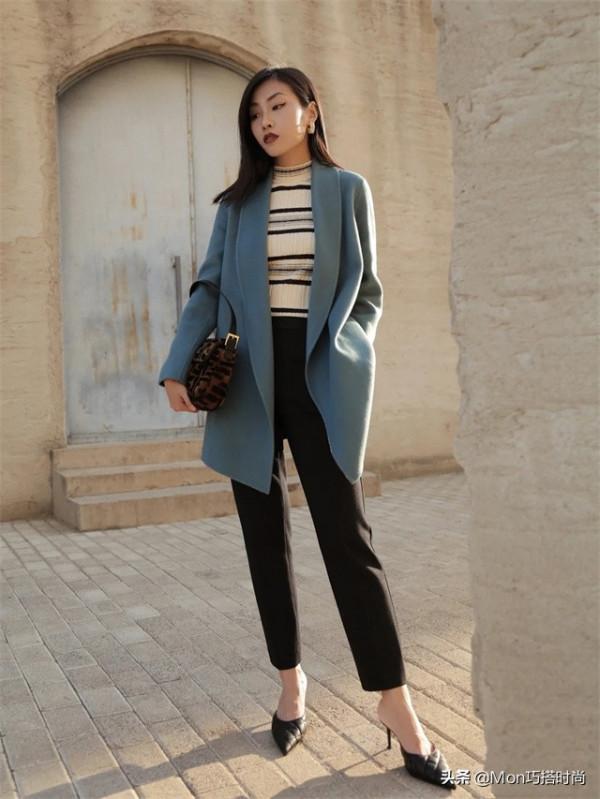 牛仔褲收起來吧！今年流行的毛呢大衣，配形體褲，妥妥的顯瘦顯高