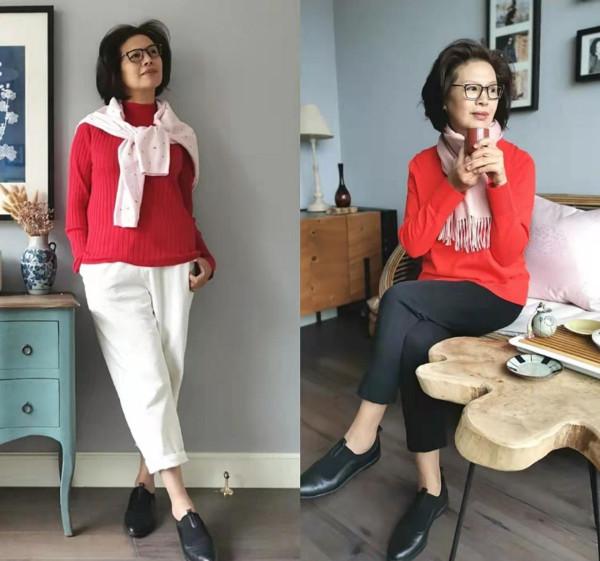 這才是60歲女人該有的早春look，&OpenCurlyDoubleQuote;針織衫&plus;九分褲&plus;平底鞋&rdquo;，好美