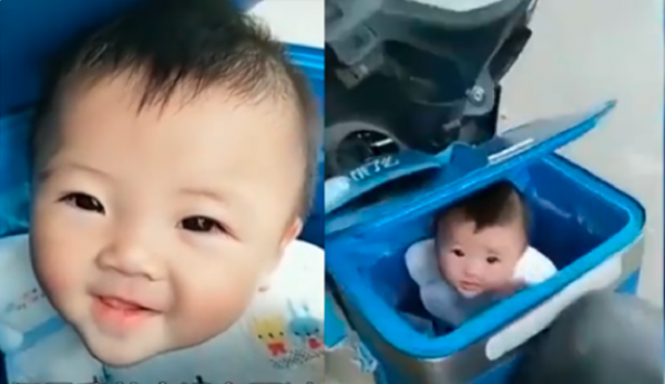 “我在樓下等你！”6個月起陪爸爸送餐，外賣箱寶寶長成小仙女