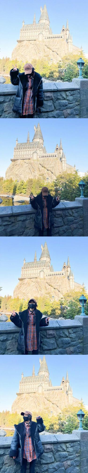 楊冪北京環球影城遊客照，私服超酷