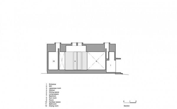 104㎡的住宅：為了能夠有一個安靜的家居空間，對外幾乎完全封閉