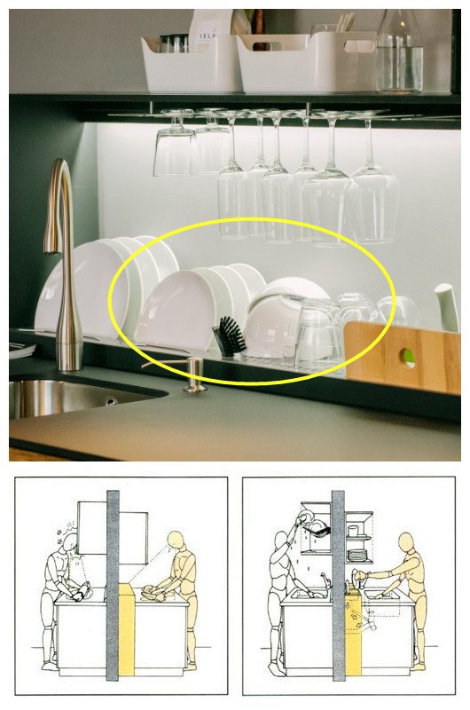 定製櫥櫃把水槽區加寬20公分,抬高雙層瀝水,保持檯面乾淨清爽 定製櫥櫃把水槽區加寬20公分,抬高雙層瀝水,保持檯面乾淨清爽