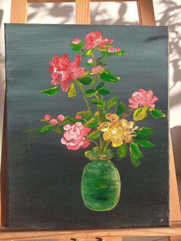 女畫家馬越油畫《冬日的玫瑰》巴黎到北京人生色彩