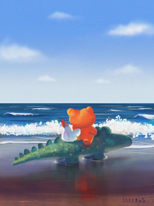 韓國插畫師 Ssebong Kim 筆下可愛的治癒系動物插畫作品