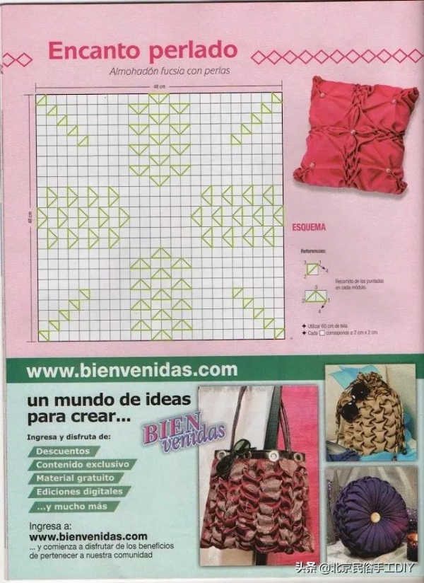 用針線在布上就能縫上立體的花樣，這招做的包包實在太讚了