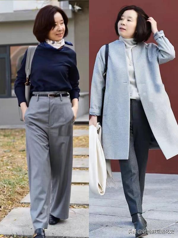 放棄你的“小黑褲”吧！今秋“卡其灰褲”火了，五六十歲穿更時髦