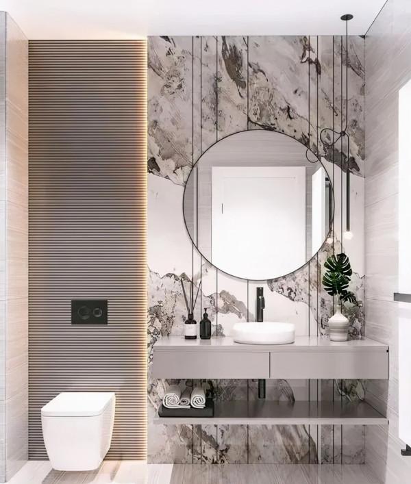 大理石衛生間設計，簡約輕奢