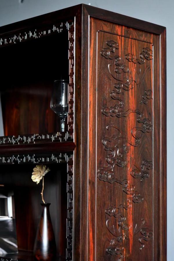 大酸枝制·螭龍捧磐紋書架·仿清中期