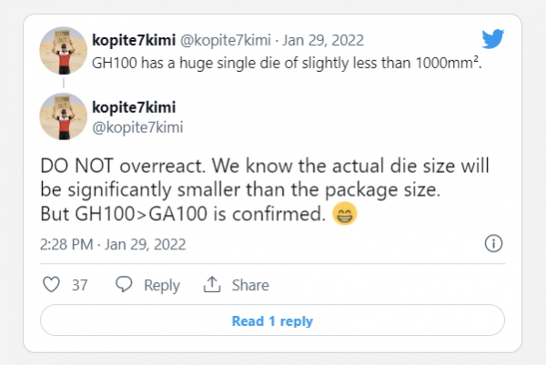 英偉達 GH100 GPU 晶片爆料：面積巨大，超過 1000 平方毫米