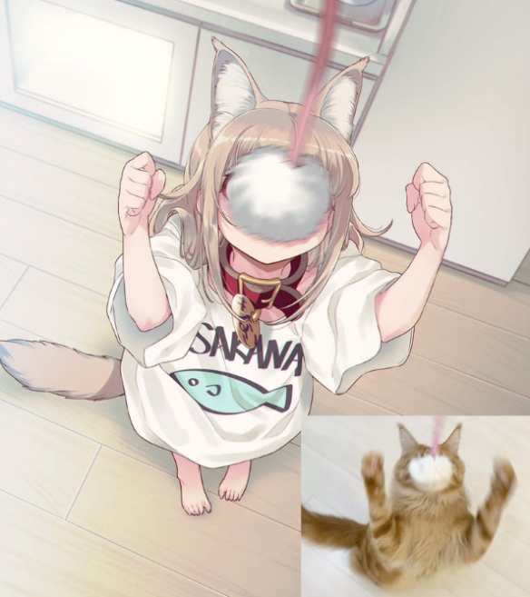 網友收錄繪師創作《擬人貓娘》跳躍的模樣傳神又可愛