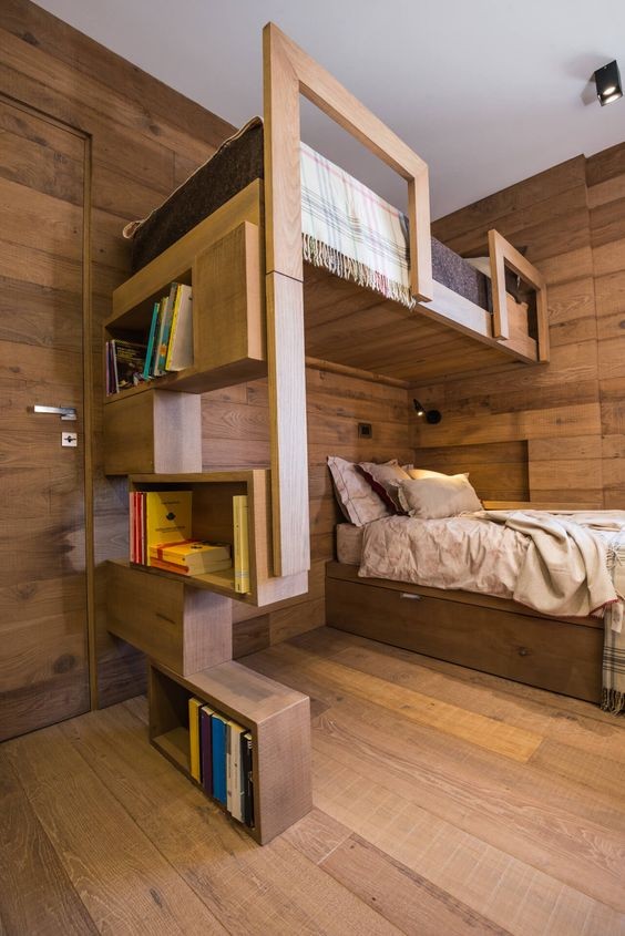 上下鋪床這裡可別浪費,樓梯打造個置物架,額外多出2㎡儲存空間 上下鋪床這裡可別浪費,樓梯打造個置物架,額外多出2㎡儲存空間