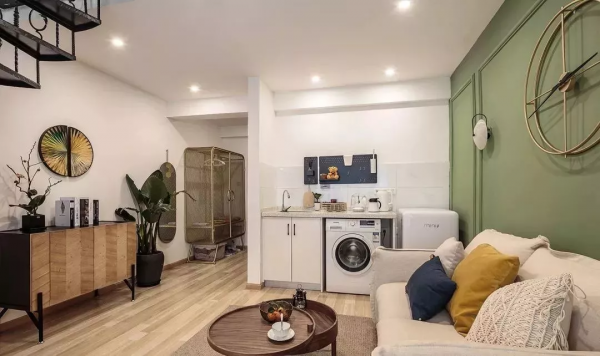 32㎡輕奢風格裝修，清新綠色Loft小戶型溫馨又實用