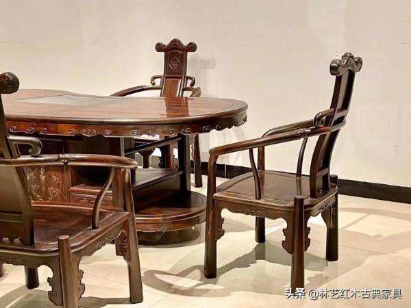 大紅酸枝腰型泡茶桌