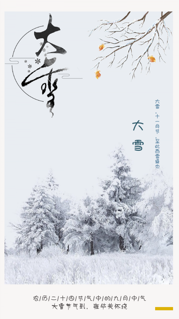 大雪節氣文案海報，大雪將至，萬事勝意