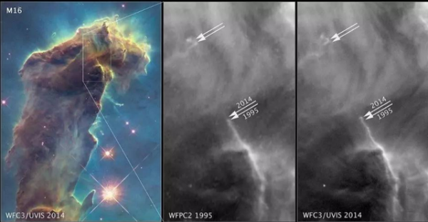 幾根&OpenCurlyDoubleQuote;柱子&rdquo;高5光年，哈勃望遠鏡發現它在崩塌，因為有&OpenCurlyDoubleQuote;蛀蟲&rdquo;