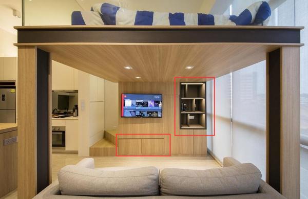 小戶型的裝修模板：木板電視牆向上延伸，再多做一層“有效”臥室