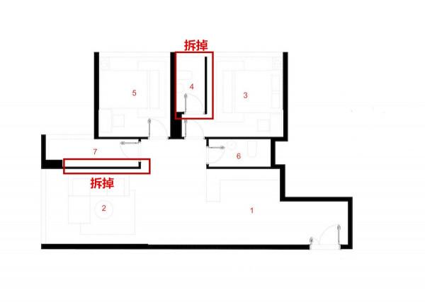 88㎡二手房拆掉2堵牆，雙衛只留一衛，做完這些面積像擴大了20㎡
