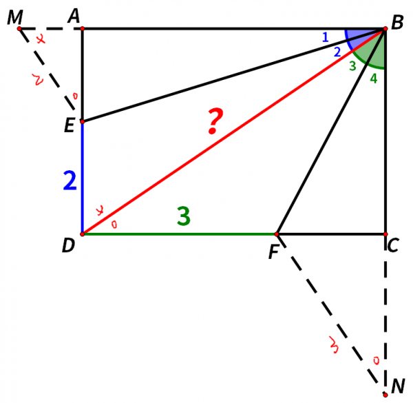 已知&angle;1&equals;&angle;2，&angle;3&equals;&angle;4，求BD&equals;？