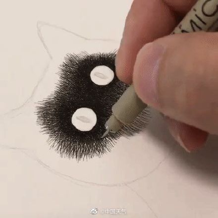 好可愛啊啊啊啊,畫家Kamwei Fong用針管筆畫的喵,毛茸茸,太可愛啦!無聊的時候塗鴉起來 好可愛啊啊啊啊,畫家Kamwei Fong用針管筆畫的喵,毛茸茸,太可愛啦!無聊的時候塗鴉起來