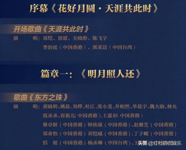 央6中秋電影音樂會節目單公佈，好多粵語歌曲，港圈春晚名不虛傳