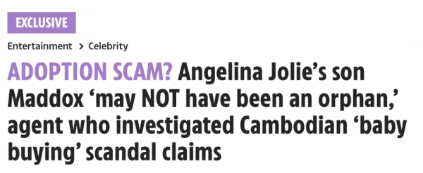 “洗嬰帝國”有多黑？美國巨星安吉麗娜·朱莉的養子是偷來的？
