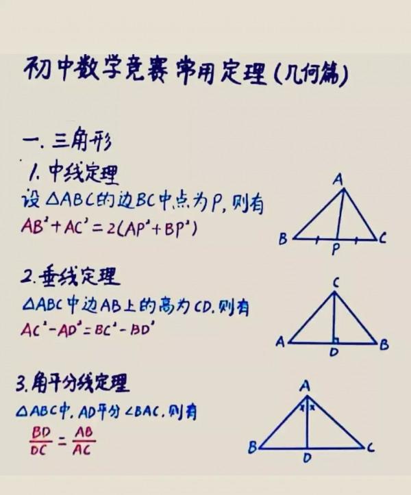 來一份超全的初中數學競賽常用定理幾何體
