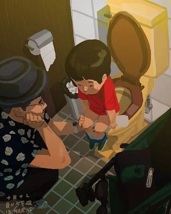 會畫畫的爸爸,太暖了 會畫畫的爸爸,太暖了