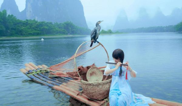 煙雨.灕江.漁舟和魚鷹 煙雨.灕江.漁舟和魚鷹
