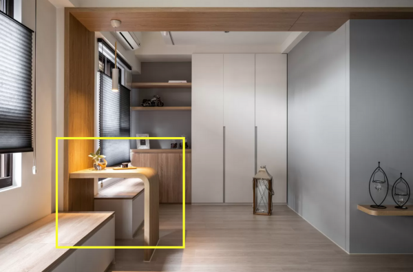 門套側邊延伸出小吧檯，完美劃分左右客廳和休閒區，不學會可惜了