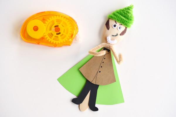 扭扭棒配合彩紙做的小木偶，簡單又可愛，幼兒園小朋友的最愛