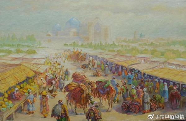 古絲綢之路-哈薩克風俗畫欣賞