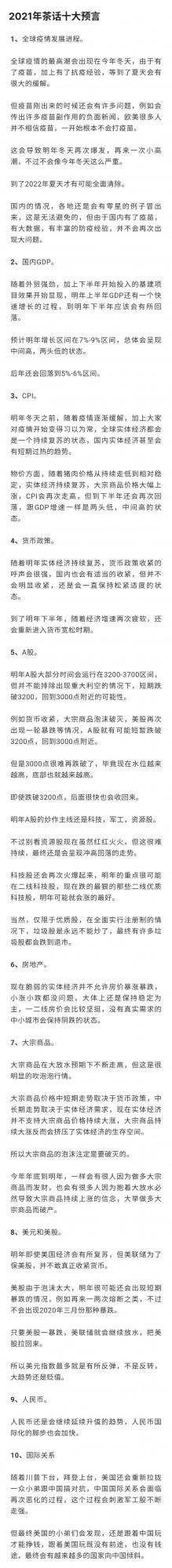2021年茶話十大預言對了幾條？