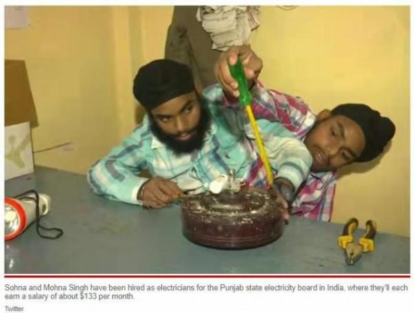 印度被遺棄連體雙胞胎找到“夢想工作”