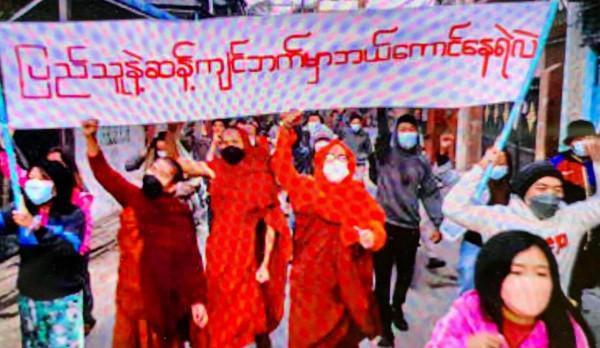 緬甸全國罷市，遊行示威遭槍擊和爆炸，昂山素季被判居家監禁