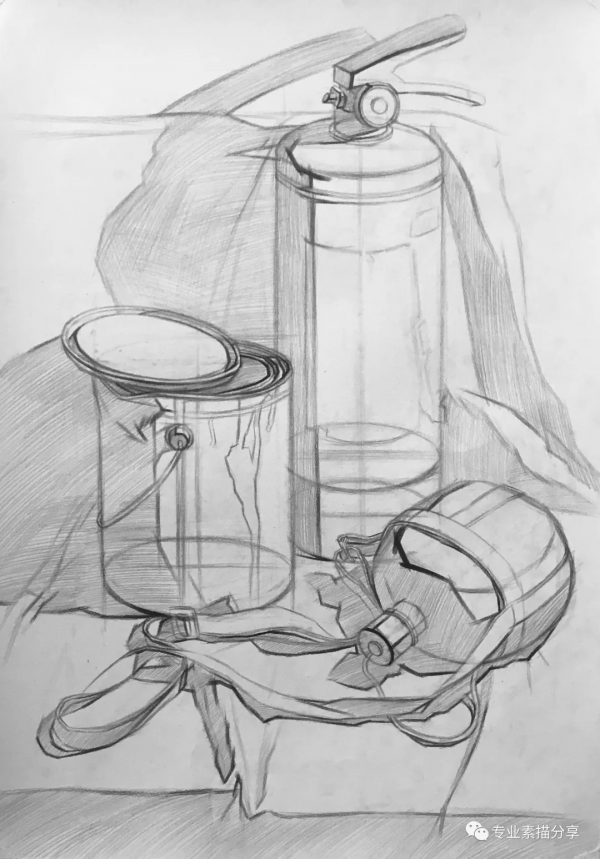 靜物｜滅火器油漆桶組合畫法與步驟