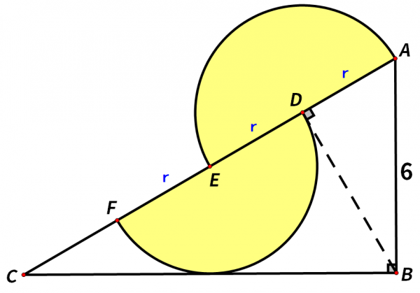 AB=6,求陰影部分面積 AB=6,求陰影部分面積