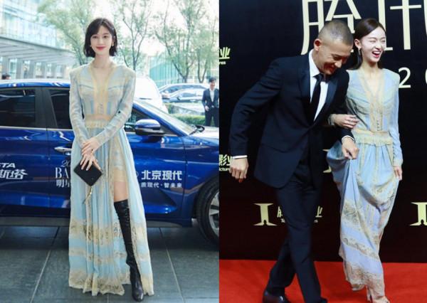 張儷撞衫吳謹言，身高差4cm畫風竟如此不同，腿長才是王道