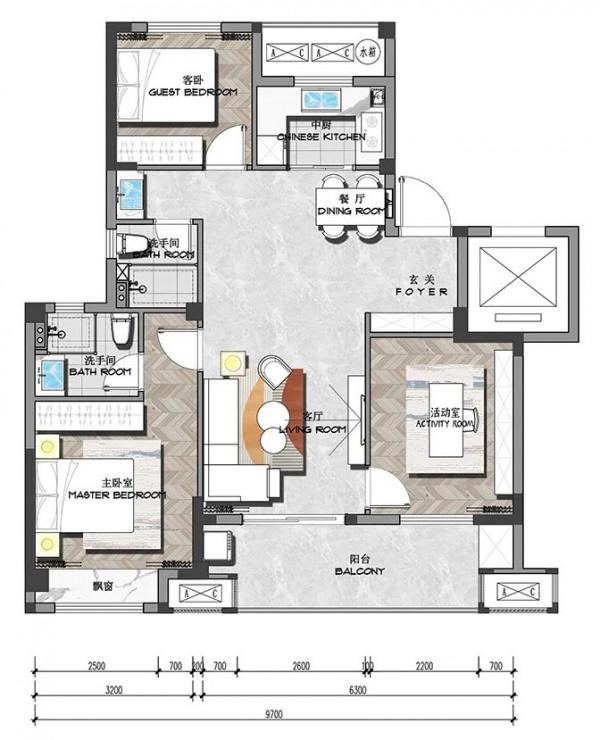 戶型鑑賞：99㎡戶型，做了非常經典的三開間朝南、三房兩衛格局